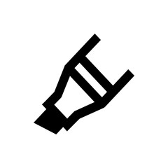 Illustration of a black abstract megaphone shape with geometric lines and angled design elements displayed