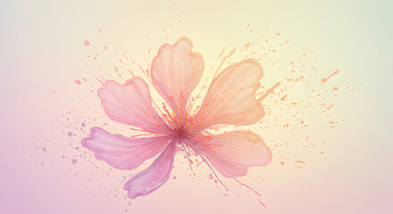 Obraz premium Delicate Watercolor Floral Blossom With Splatter Effect And Dreamy Pastel Hues