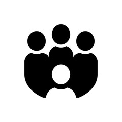 Illustration of a group of people with four figures in black and white simple design representing teamwork