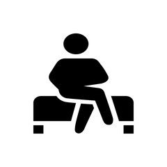 Silhouette of a person sitting on a bench with a rounded head and simple body representation style image