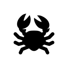 Illustration of a black crab with large claws and multiple legs on a white background in vector format