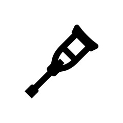 Illustration of a black forearm crutch with a handle and a cuff for mobility assistance and support