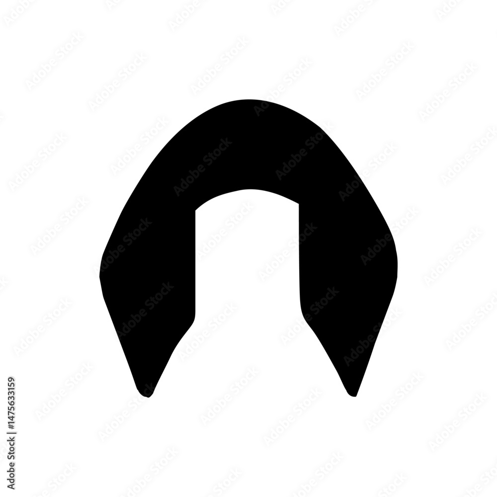 Poster black telephone receiver icon with curved shape and defined edges isolated on a white background des