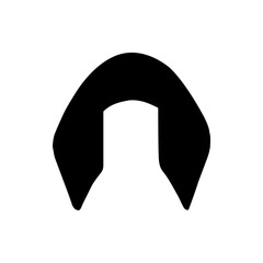 Black telephone receiver icon with curved shape and defined edges isolated on a white background design element