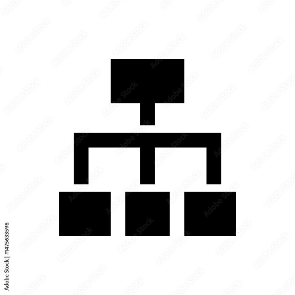 Poster illustration of a simple flowchart with black boxes and lines against a white background creating a 