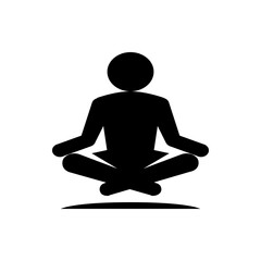 Silhouette of a person in a lotus position meditating with a round head and arms resting on knees pose