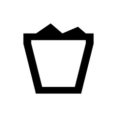 Illustration of a black and white abstract container with jagged edges on top and a rectangular body