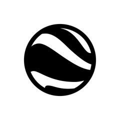 Abstract black and white spherical design with curved lines creating a dynamic and flowing visual effect
