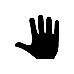 Illustration of a black hand with four fingers extended and a thumb pointing to the left side shown