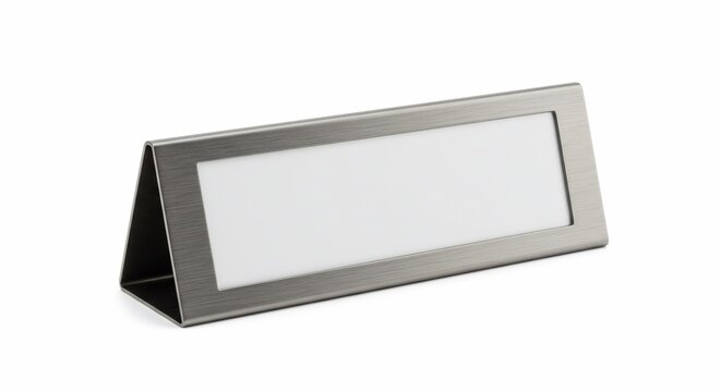 Desk name plate holder table sign metal office display blank identification tag tent card signage stand
