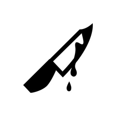 A graphic representation of a black knife with a white blade and dripping liquid in a vector format image