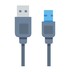 USB cable connection, communication technology, vector isolated illustration