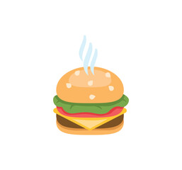 Burger vector isolated emoticon. Burger emoji. Burger color icon