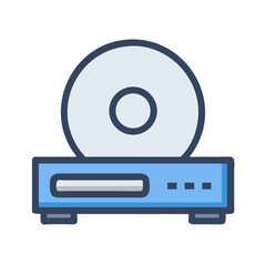 Retro CD Player Cartoon Icon on Black Background
