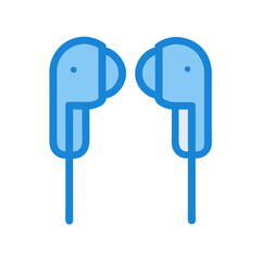 Blue Wireless In-Ear Headphones Icon Illustration Isolated