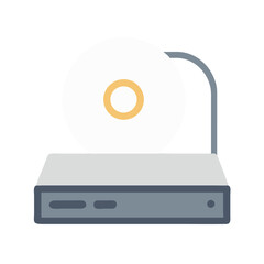 CD-ROM player icon with disk, on a black background