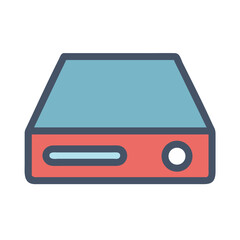 Flat Design Vector Icon of a Hard Drive