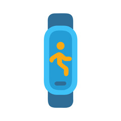 Blue fitness tracker with running icon on screen