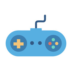 Retro blue game controller on black background illustration