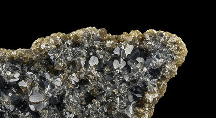 Intricate Mineral Structure With Sharp Crystalline Forms Against Black Backdrop