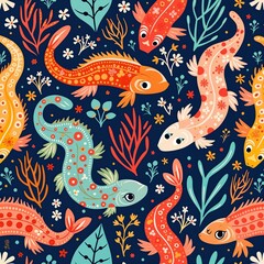 Seamless pattern with fishes