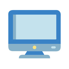 Blue Flat Design Desktop Computer Monitor Vector Illustration