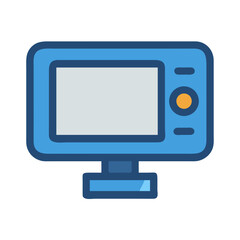 Blue computer monitor vector icon illustration design style