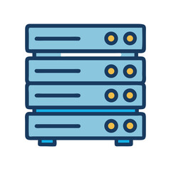 Isolated server stack hosting data on a black background