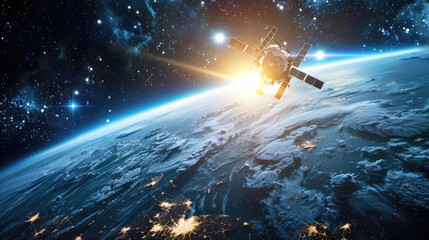 Earth from space with satellite or space station