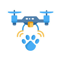 Drone with Paw Print: Pet Rescue Technology Concept