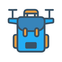 Fototapeta premium Drone Carrier Backpack Bag, Blue and Orange Line Art