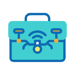 Briefcase drone vector icon on black background graphic