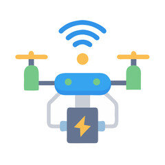 Colorful Drone Icon with WiFi and Lightning Symbol