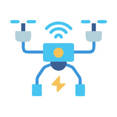Modern Blue Drone Icon with WiFi Signal Design