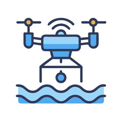 Drone icon over water with sonar or depth finder