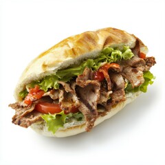 Doner Kebab Sandwich with Lettuce and Tomato