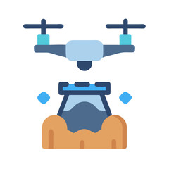 Drone Delivers Water: Modern Agriculture Technology Icon Illustration