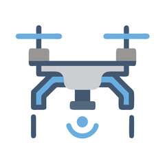 Drone Vector Icon with Signal on Black Background