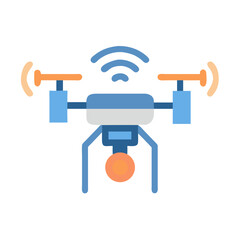 Aerial drone icon with antenna and camera device