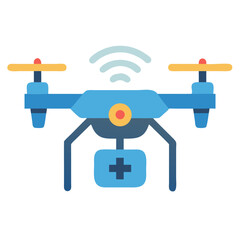 Medical Drone Delivery Icon Isolated on Black Background