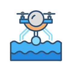 Underwater drone for exploring marine research vector icon