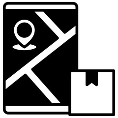 Map Route glyph, mini illustration icon. use for modern concept, print, UI, UX kit, web and app development. Vector related to sales, logistic and ecommerce