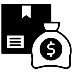 Money Bag glyph, mini illustration icon. use for modern concept, print, UI, UX kit, web and app development. Vector related to sales, logistic and ecommerce