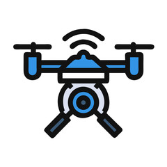 Blue Drone Icon Isolated on Black Background Graphic