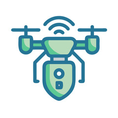 Drone Security Vector Illustration on Black Background