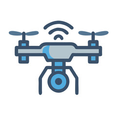 Drone illustration with antenna symbol on a black background
