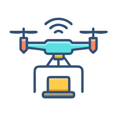 Drone delivering a package with wireless connection illustration