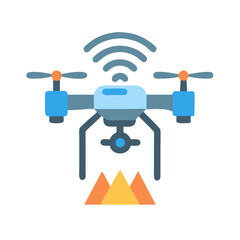 Smart Drone with camera icon, aerial view technology