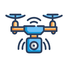 Modern blue drone with camera and wifi connection