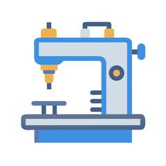 Obraz premium Vintage Sewing Machine Illustration with Blue and Yellow Accents